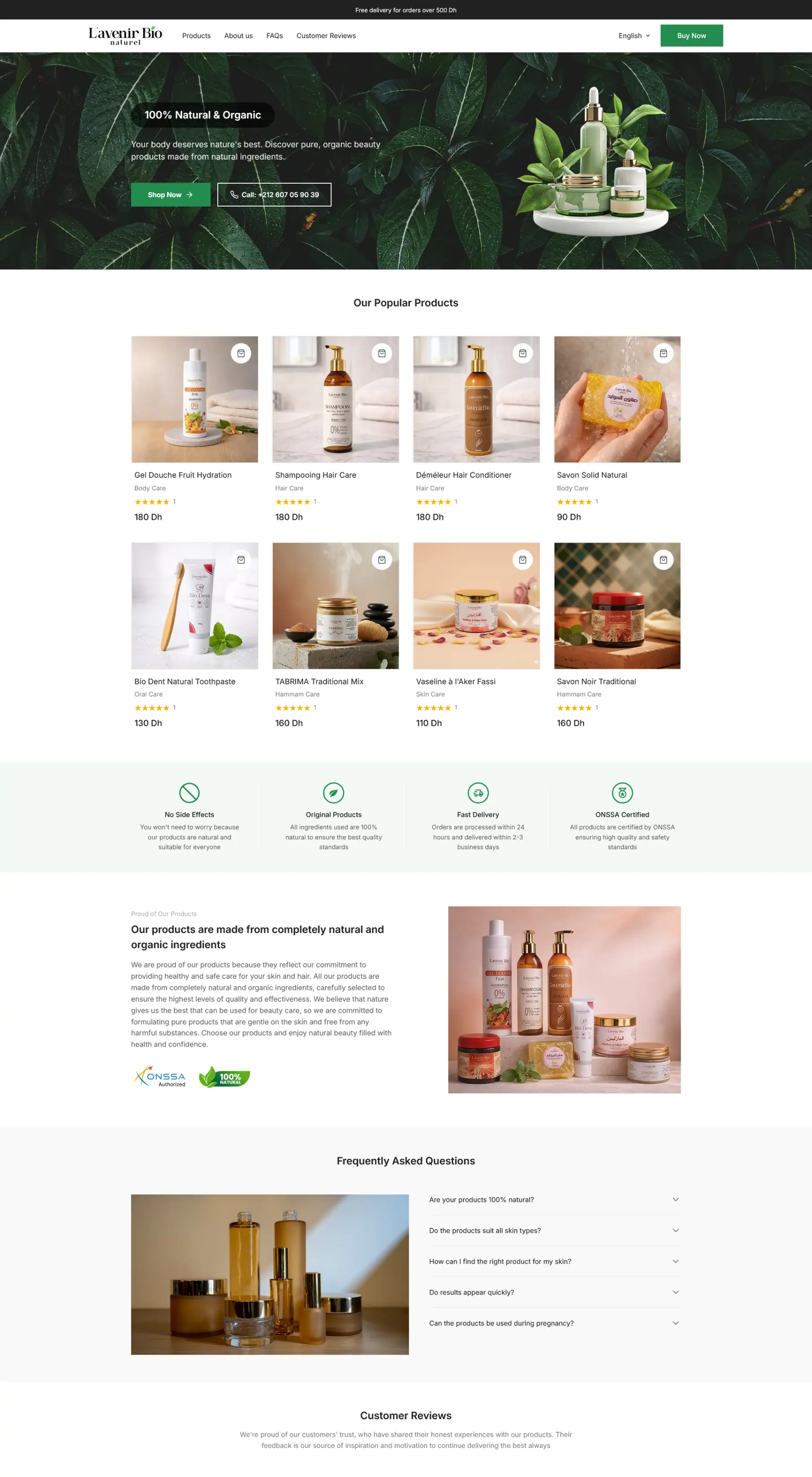 L'avenir Bio Naturel - Natural cosmetics eCommerce website with bilingual support and perfect PageSpeed score