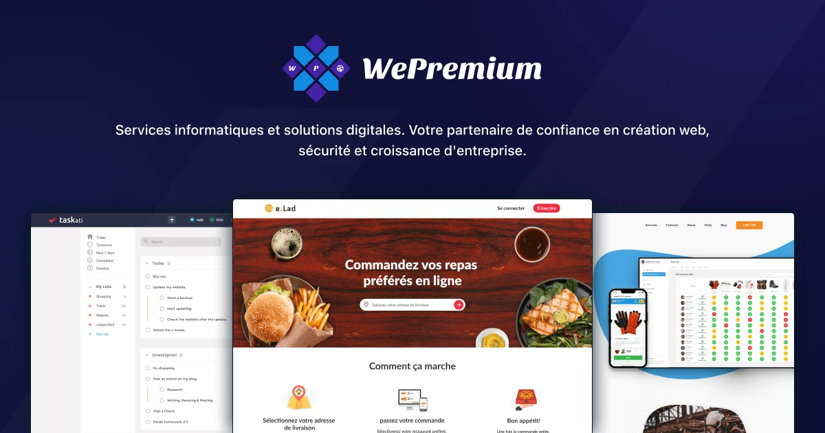 Portfolio Wepremium présentant des sites web professionnels et des solutions digitales pour les entreprises marocaines