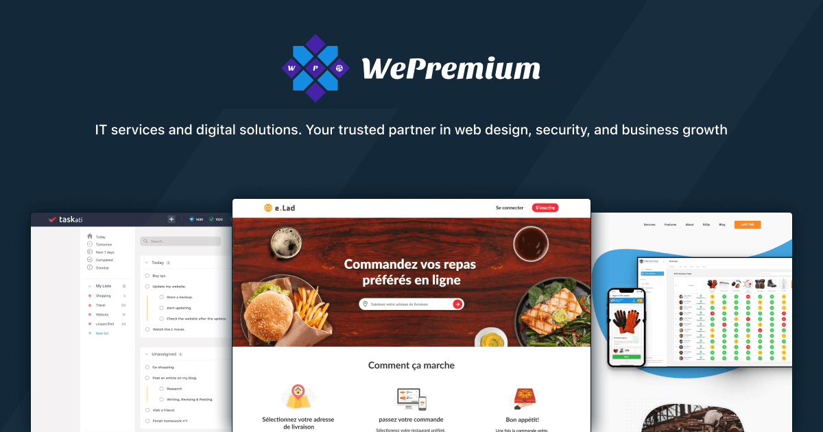 Wepremium portfolio showcase featuring professional websites and digital solutions for Moroccan businesses