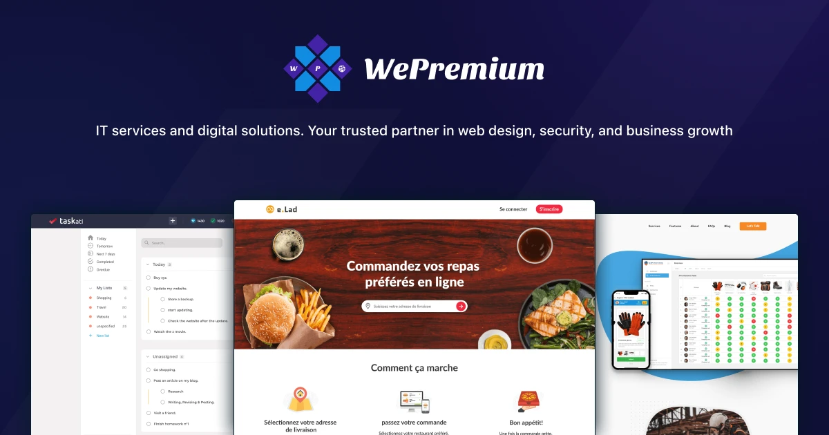 Wepremium portfolio showcase featuring professional websites and digital solutions for Moroccan businesses